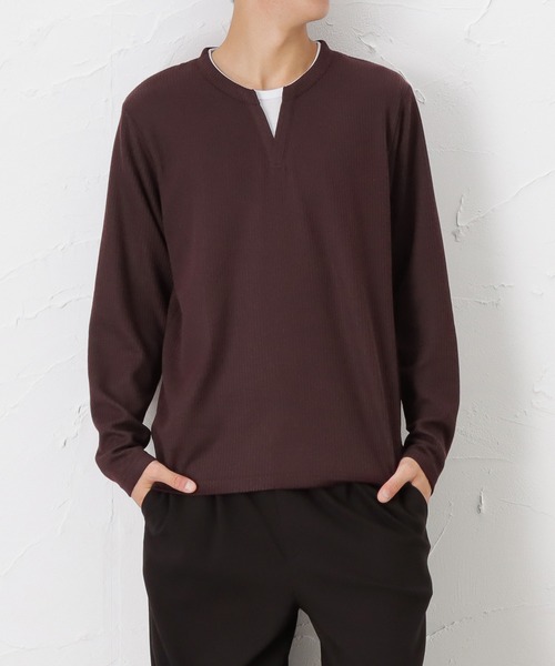 Mossimo(モッシモ)の「mossimo モッシモ ストライプ レイヤード長袖Tシャツ(Tシャツ/カットソー・メンズ・レッド/グレー/ブラック/ネイビー・L/XL/M)」の4枚目の写真