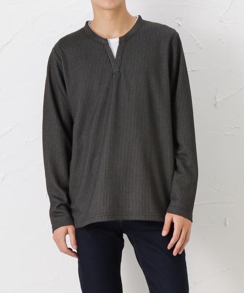 Mossimo(モッシモ)の「mossimo モッシモ ストライプ レイヤード長袖Tシャツ(Tシャツ/カットソー・メンズ・レッド/グレー/ブラック/ネイビー・L/XL/M)」の2枚目の写真