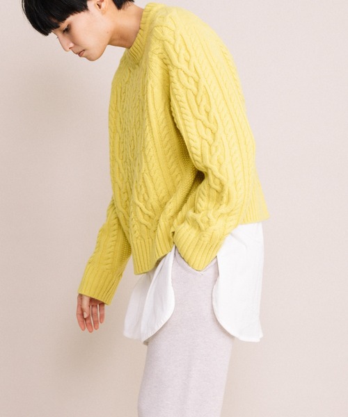 Liyoca リヨカ ニット イエロー サイズ:FREE | 22秋冬 アルパカ 透かし