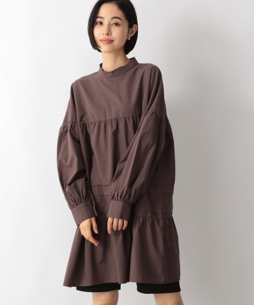 LOWRYS FARM(ローリーズファーム)の「タックティアードチュニックLS 235986(シャツ/ブラウス・レディース・ホワイト/ブラック/ブラウン・FREE)」の10枚目の写真