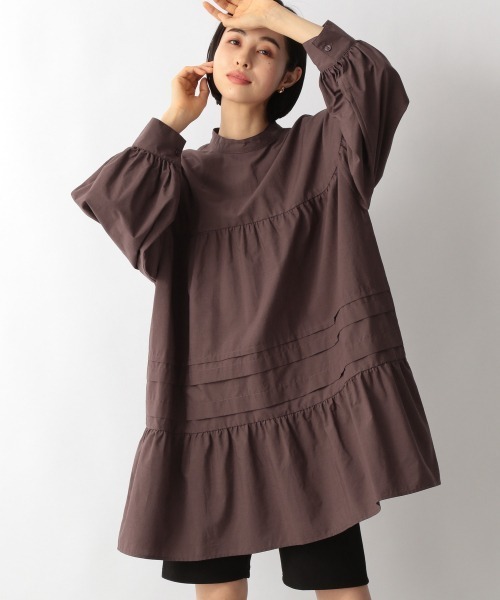 LOWRYS FARM(ローリーズファーム)の「タックティアードチュニックLS 235986(シャツ/ブラウス・レディース・ホワイト/ブラック/ブラウン・FREE)」の11枚目の写真
