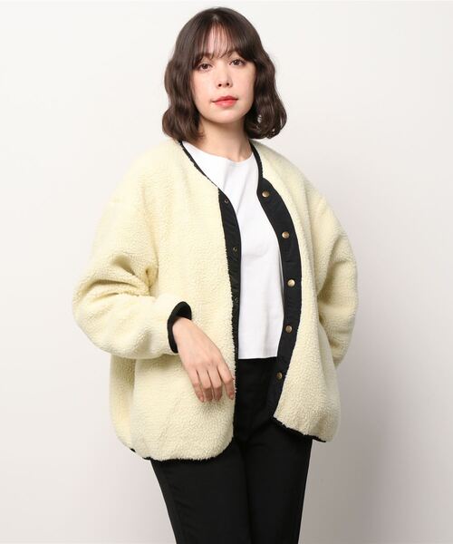 Lee（リー）の「Lee/リー　リバーシブルノーカラージャケット（ノーカラージャケット・レディース・カーキ/ブラック/イエロー・MEDIUM/SMALL）」の8枚目の写真