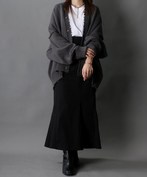 SITRY（シトリー）の「Big silhouette damage Knit Cardigan/ビッグシルエット クルーネック ダメージニット ルーズカーディガン/カーデ（カーディガン/ボレロ・メンズ・オフホワイト/チャコールグレー/モカ/グレイッシュブルー・M/L）」の13枚目の写真