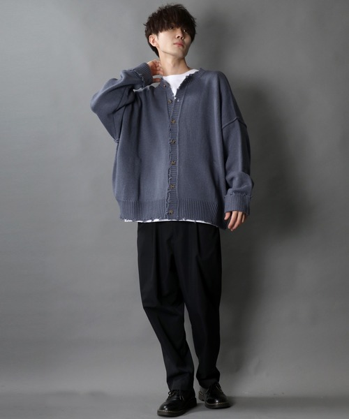 SITRY（シトリー）の「Big silhouette damage Knit Cardigan/ビッグシルエット クルーネック ダメージニット ルーズカーディガン/カーデ（カーディガン/ボレロ・メンズ・オフホワイト/チャコールグレー/モカ/グレイッシュブルー・M/L）」の16枚目の写真
