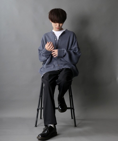 SITRY（シトリー）の「Big silhouette damage Knit Cardigan/ビッグシルエット クルーネック ダメージニット ルーズカーディガン/カーデ（カーディガン/ボレロ・メンズ・オフホワイト/チャコールグレー/モカ/グレイッシュブルー・M/L）」の17枚目の写真