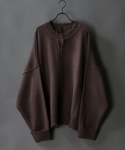 SITRY（シトリー）の「Big silhouette damage Knit Cardigan/ビッグシルエット クルーネック ダメージニット ルーズカーディガン/カーデ（カーディガン/ボレロ・メンズ・オフホワイト/チャコールグレー/モカ/グレイッシュブルー・M/L）」の21枚目の写真