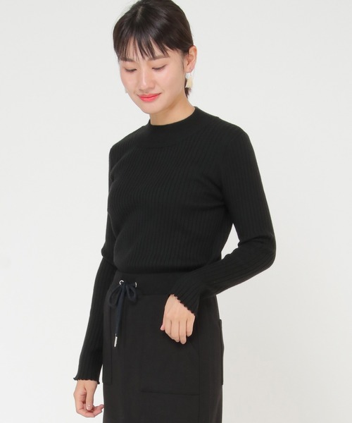 ikka（イッカ）の「AG抗菌モックネックリブプルオーバー（ニット/セーター・レディース・チャコールグレー/ブラック/ベージュ/オフホワイト/ネイビー/その他1・S/M/L）」の3枚目の写真