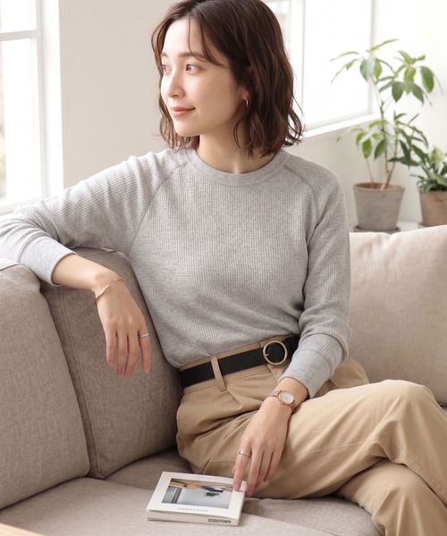 JEMORGAN（ジェーイーモーガン）の「JEMORGAN ワッフルラグランクルーネック（パック入）（Tシャツ/カットソー・レディース・ホワイト/ナチュラル/杢グレー/ネイビー/ブラック系その他・FREE）」の4枚目の写真