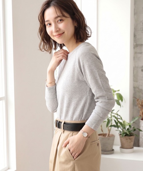 JEMORGAN（ジェーイーモーガン）の「JEMORGAN ワッフルラグランクルーネック（パック入）（Tシャツ/カットソー・レディース・ホワイト/ナチュラル/杢グレー/ネイビー/ブラック系その他・FREE）」の21枚目の写真