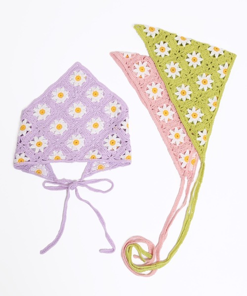 WC（ダブル シー）の「クロシェバブーシュカ（ヘアバンド・レディース・パープル/ピンク/グリーン・FREE）」の7枚目の写真