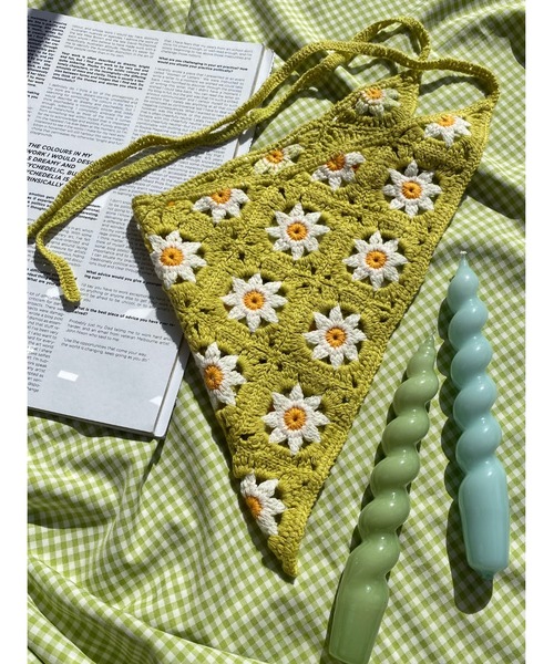 WC（ダブル シー）の「クロシェバブーシュカ（ヘアバンド・レディース・パープル/ピンク/グリーン・FREE）」の6枚目の写真