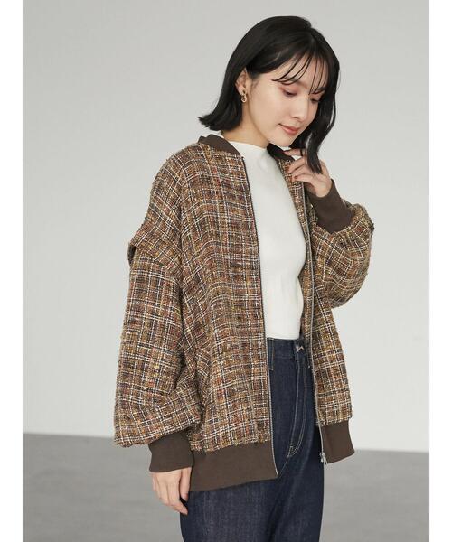 ELENCARE DUE（エレンカーレデュエ）の「・ELENCARE DUE ツィードチェックブルゾン＊（ブルゾン・レディース・ピンク/ブラウン/ネイビー・FREE）」の21枚目の写真