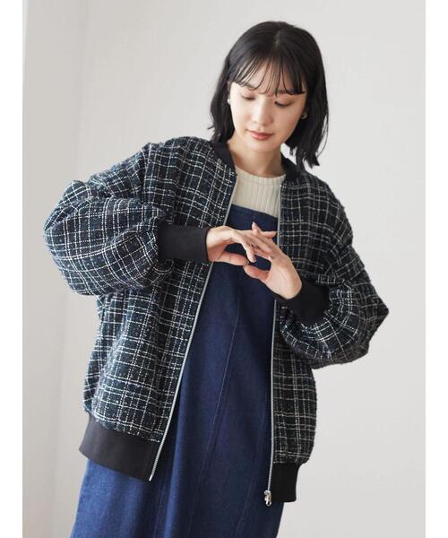 ELENCARE DUE（エレンカーレデュエ）の「・ELENCARE DUE ツィードチェックブルゾン＊（ブルゾン・レディース・ピンク/ブラウン/ネイビー・FREE）」の6枚目の写真