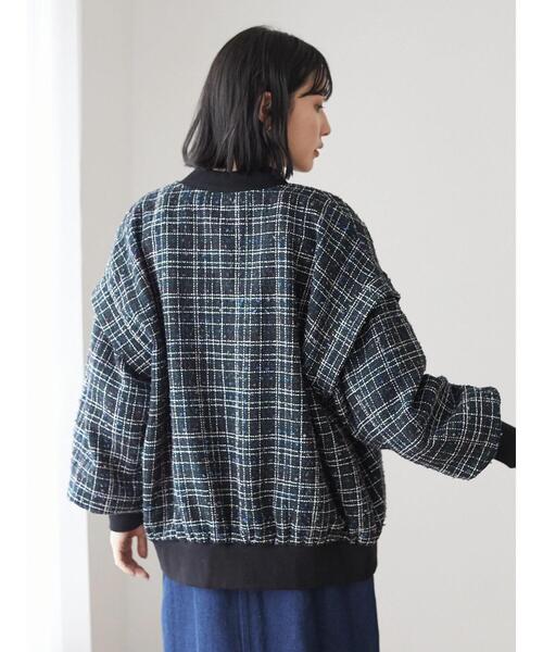 ELENCARE DUE（エレンカーレデュエ）の「・ELENCARE DUE ツィードチェックブルゾン＊（ブルゾン・レディース・ピンク/ブラウン/ネイビー・FREE）」の5枚目の写真