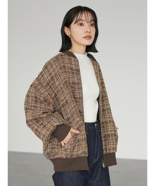 ELENCARE DUE（エレンカーレデュエ）の「・ELENCARE DUE ツィードチェックブルゾン＊（ブルゾン・レディース・ピンク/ブラウン/ネイビー・FREE）」の10枚目の写真