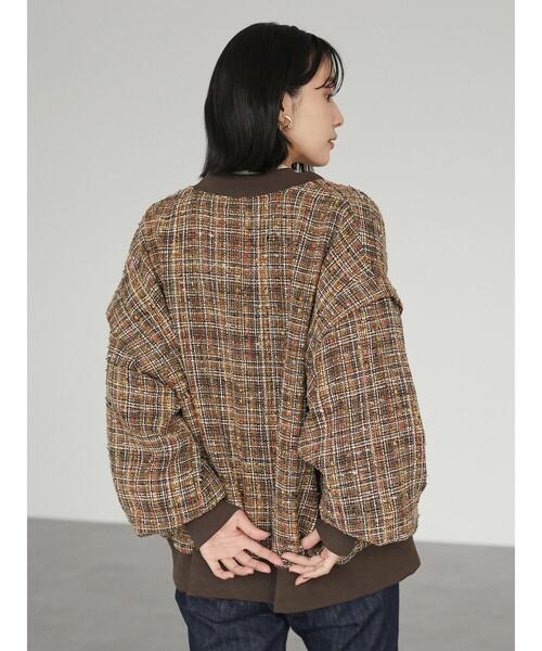 ELENCARE DUE（エレンカーレデュエ）の「・ELENCARE DUE ツィードチェックブルゾン＊（ブルゾン・レディース・ピンク/ブラウン/ネイビー・FREE）」の11枚目の写真