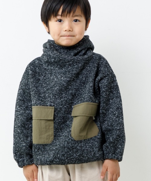MAKE YOUR DAY(メイクユアデイ)の「ハイネックプルオーバー■80~140cm(スウェット・キッズ・チャコールグレー/ベージュ/ブラウン・90/100/110/120/80/130/140)」の1枚目の写真