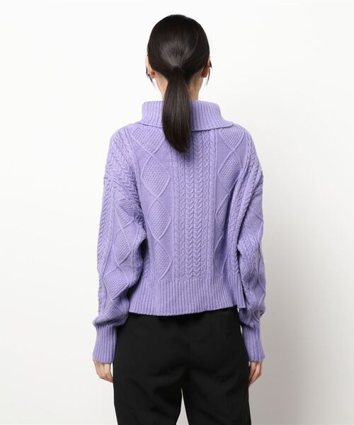 Te chichi TERRASSE（テチチテラス）の「ショートケーブルニットプルオーバー（ニット/セーター・レディース・ベージュ/ラベンダー/ブラック・ﾌﾘ-）」の5枚目の写真