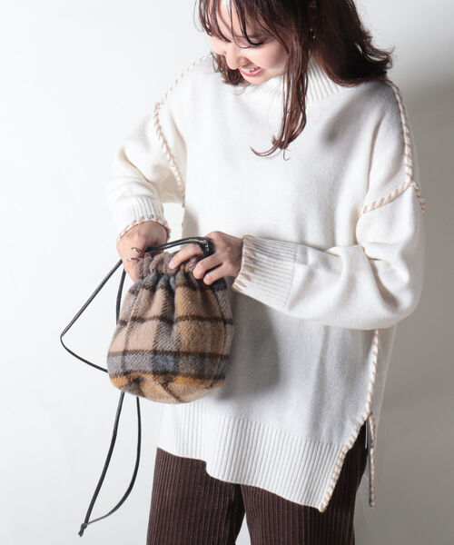 TWEED MILL（ツイードミル）の「【WEB限定】【TWEEDMILL/ツィードミル】チェックキンチャクバッグ（ショルダーバッグ・レディース・ベージュ系その他/レッド系その他/ホワイト系その他2・FREE）」の21枚目の写真