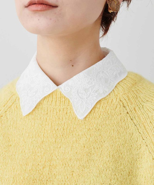 MEDE19F(メデジュウキュウ)の「MEDE19F 刺しゅう遣いつけ衿&カフス(付け襟・レディース・ブラック/ホワイト・ONE SIZE)」の5枚目の写真