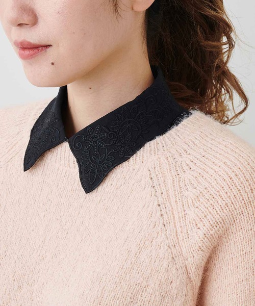 MEDE19F(メデジュウキュウ)の「MEDE19F 刺しゅう遣いつけ衿&カフス(付け襟・レディース・ブラック/ホワイト・ONE SIZE)」の19枚目の写真