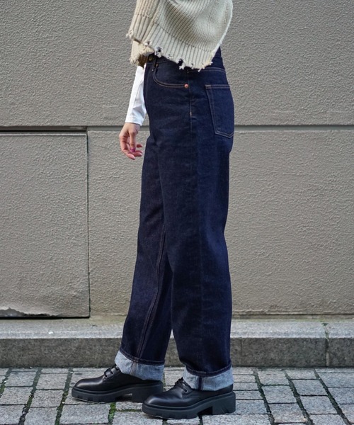 B'2nd(ビーセカンド)の「BIT BLUE(ビットブルー)ワイドストレートデニム(デニムパンツ・レディース・インディゴブルー・24/26/25/23)」の4枚目の写真