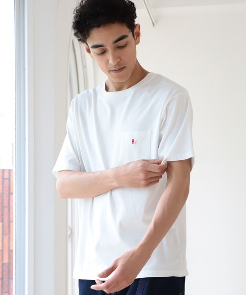 B:MING by BEAMS（ビーミングバイビームス）の「B:MING by BEAMS / 刺繍ポケット クルーネックTシャツ(リラックスフィット)（Tシャツ/カットソー・メンズ・ネイビー/オフホワイト/オレンジ/ミント・SMALL/MEDIUM/LARGE/X-LARGE）」の2枚目の写真
