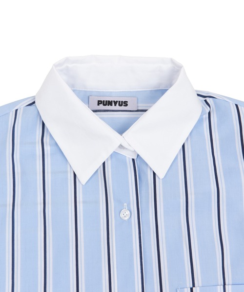 PUNYUS（プニュズ）の「クレリックストライプシャツ（シャツ/ブラウス・レディース・ピンク/ブルー・1/2/4/3）」の3枚目の写真