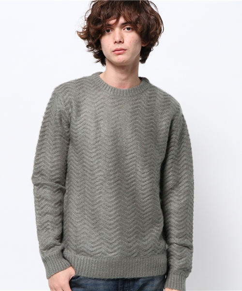 OUTLET（アウトレット）の「【WHO'S WHO gallery】VZモヘアウェーブジャガード（ニット/セーター・メンズ・ブラック/グレー/アイボリー/ベージュ・LARGE/MEDIUM）」の3枚目の写真