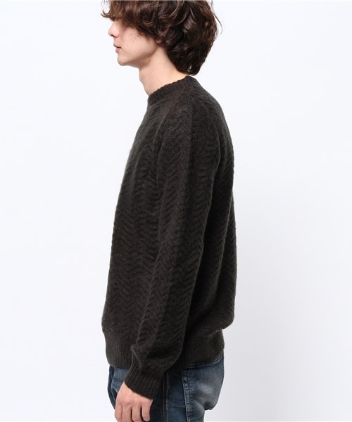 OUTLET（アウトレット）の「【WHO'S WHO gallery】VZモヘアウェーブジャガード（ニット/セーター・メンズ・ブラック/グレー/アイボリー/ベージュ・LARGE/MEDIUM）」の6枚目の写真