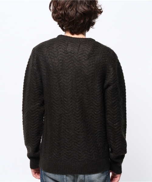 OUTLET（アウトレット）の「【WHO'S WHO gallery】VZモヘアウェーブジャガード（ニット/セーター・メンズ・ブラック/グレー/アイボリー/ベージュ・LARGE/MEDIUM）」の7枚目の写真