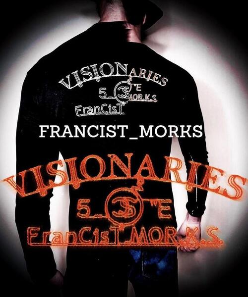 FranCisT_MOR.K.S.（フランシストモークス）の「FranCisT_MOR.K.S./フランシスト モークス/SUPIMA COTTON SMOOTH V L/S “VISIONARIES 5_CS "E”/MT2933 /Vネックロングスリーブバック刺繍（Tシャツ/カットソー・メンズ・ブラック/ホワイト・4/2/3）」の4枚目の写真