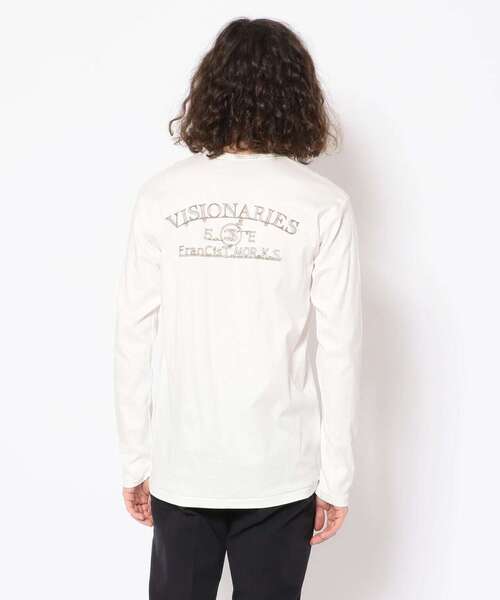 FranCisT_MOR.K.S.（フランシストモークス）の「FranCisT_MOR.K.S./フランシスト モークス/SUPIMA COTTON SMOOTH V L/S “VISIONARIES 5_CS "E”/MT2933 /Vネックロングスリーブバック刺繍（Tシャツ/カットソー・メンズ・ブラック/ホワイト・4/2/3）」の14枚目の写真
