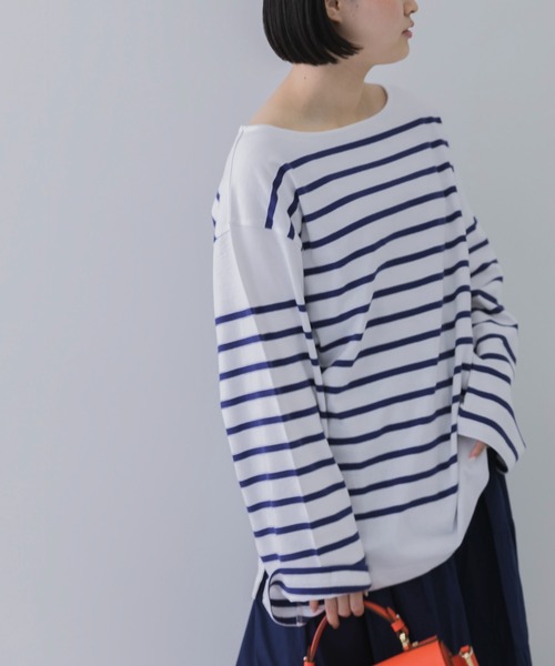 Healthknit（ヘルスニット）の「『別注』Healthknit×URBAN RESEARCH　ボーダーカットソー（Tシャツ/カットソー・レディース・ブラウン系その他/グリーン系その他/ブルー/ブルー系その他/ピンク系その他/オレンジ系その他・FREE）」の3枚目の写真