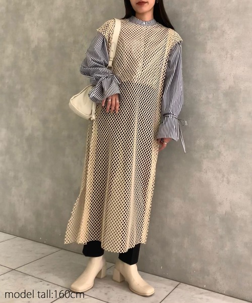 AS KNOW AS PINKY（アズノゥアズピンキー）の「メッシュッシュきめるワンピース（ワンピース・レディース・ブラック/ベージュ/ブルー・FREE）」の19枚目の写真