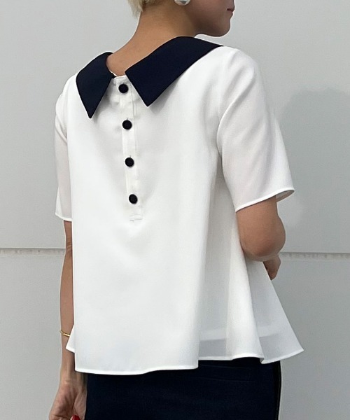 新品♡JENNE ジェンヌ 付け襟 バイカラーブラウス　ホワイト　S 完売】JENNE ジェンヌ 付け襟バイカラーブラウス