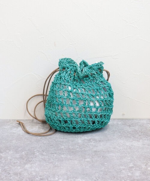 The Bagmati（ザバグマティ）の「【BAGMATI/バグマティ】透かし柄編みアバカ巾着バッグ（ショルダーバッグ・レディース・グリーン/オレンジ/ブラック系その他・FREE）」の10枚目の写真