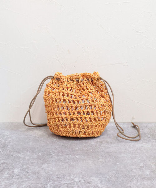 The Bagmati（ザバグマティ）の「【BAGMATI/バグマティ】透かし柄編みアバカ巾着バッグ（ショルダーバッグ・レディース・グリーン/オレンジ/ブラック系その他・FREE）」の12枚目の写真