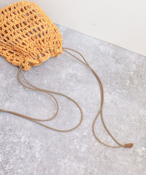 The Bagmati（ザバグマティ）の「【BAGMATI/バグマティ】透かし柄編みアバカ巾着バッグ（ショルダーバッグ・レディース・グリーン/オレンジ/ブラック系その他・FREE）」の15枚目の写真