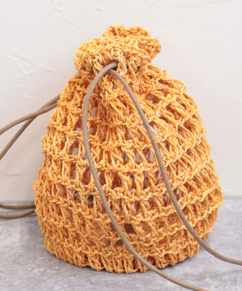 The Bagmati（ザバグマティ）の「【BAGMATI/バグマティ】透かし柄編みアバカ巾着バッグ（ショルダーバッグ・レディース・グリーン/オレンジ/ブラック系その他・FREE）」の16枚目の写真