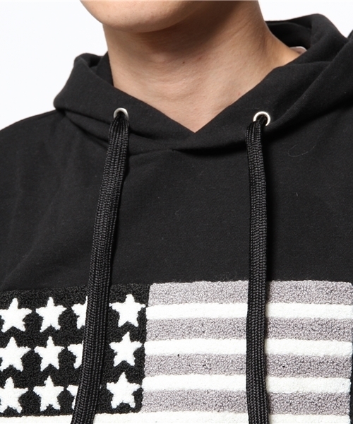 CIAOPANIC（チャオパニック）の「【RUSSELL】星条旗パーカー（パーカー・メンズ・グレー/ブラック/ホワイト・MEDIUM/LARGE/SMALL）」の7枚目の写真