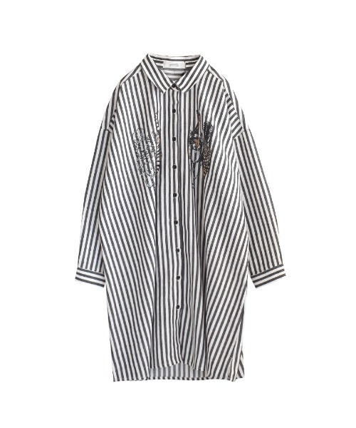 zootie(ズーティー)の「STRIPE×CATS シャツチュニック(チュニック・レディース・ブラック・M)」の2枚目の写真