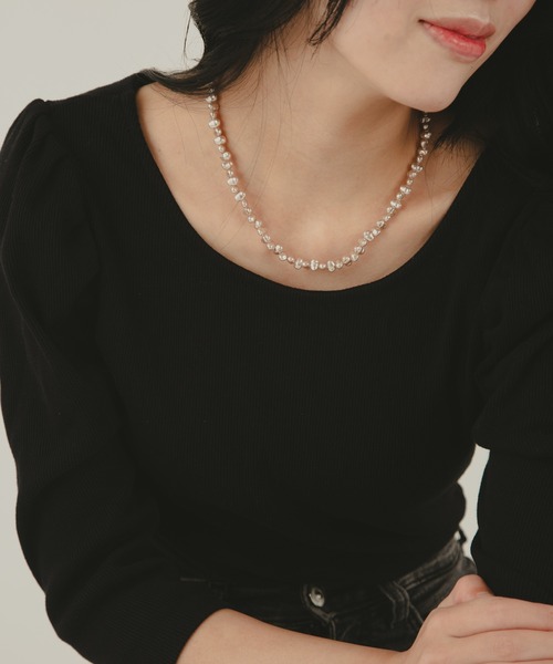 COLOR TOKYO ACCESSORIES（カラートウキョウアクセサリー）の「シンプル淡水パールネックレス（ネックレス・レディース・ホワイト/ベージュ・FREE）」の5枚目の写真