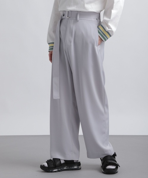 HARE（ハレ）の「【SETUP対応】ワイドベルトトラウザー(HARE)（その他パンツ・メンズ・ブラック/グレー/グリーン・SMALL/MEDIUM）」の2枚目の写真