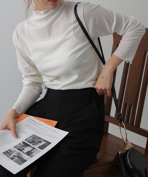 COLONY 2139（コロニートゥーワンスリーナイン）の「シアーネットメロータートルネックトップス（Tシャツ/カットソー・レディース・ブラック/オフホワイト・FREE）」の5枚目の写真