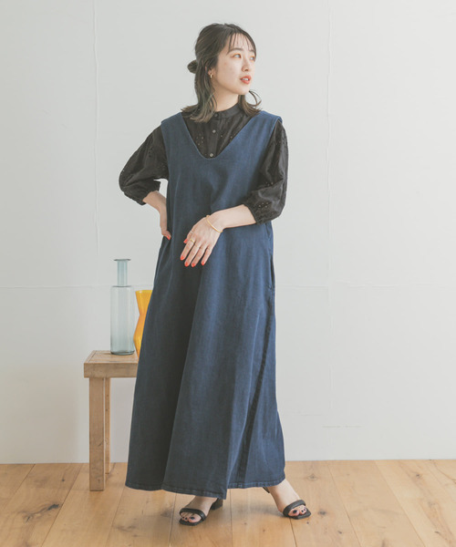 ITEMS URBANRESEARCH（アイテムズ アーバンリサーチ）の「デニムフレアジャンパースカート（ワンピース・レディース・インディゴブルー/ブルー・FREE）」の7枚目の写真