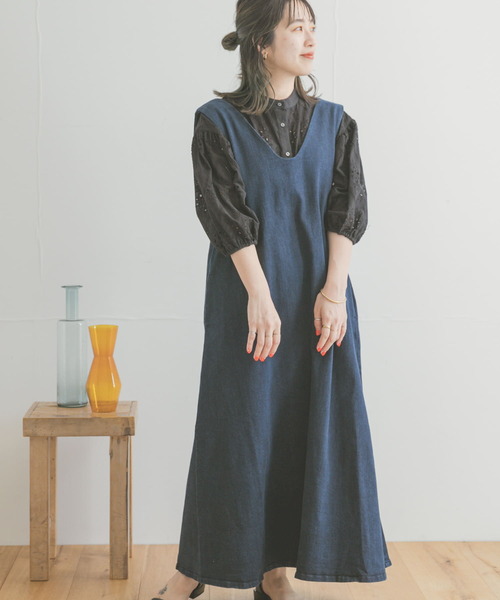 ITEMS URBANRESEARCH（アイテムズ アーバンリサーチ）の「デニムフレアジャンパースカート（ワンピース・レディース・インディゴブルー/ブルー・FREE）」の10枚目の写真