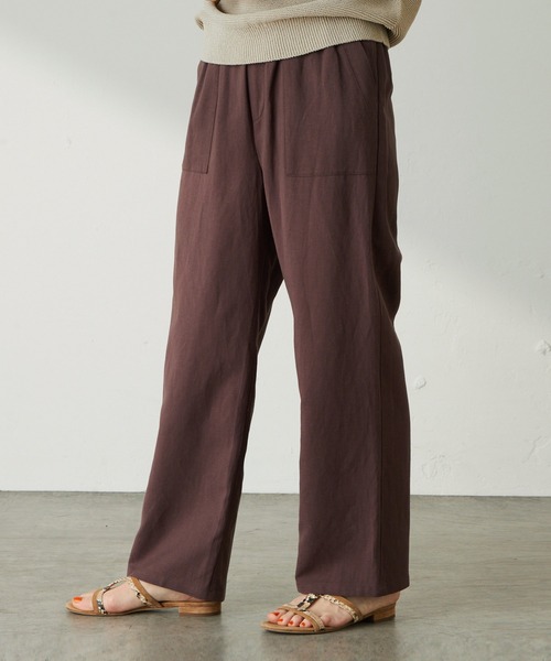 COLLAGE GALLARDAGALANTE（コラージュガリャルダガランテ）の「秋にも使えるカラー展開/快適ゴムベルトリネンパンツ/手洗い可（その他パンツ・レディース・ダークブラウン/グリーン/ベージュ/ネイビー・FREE）」の11枚目の写真