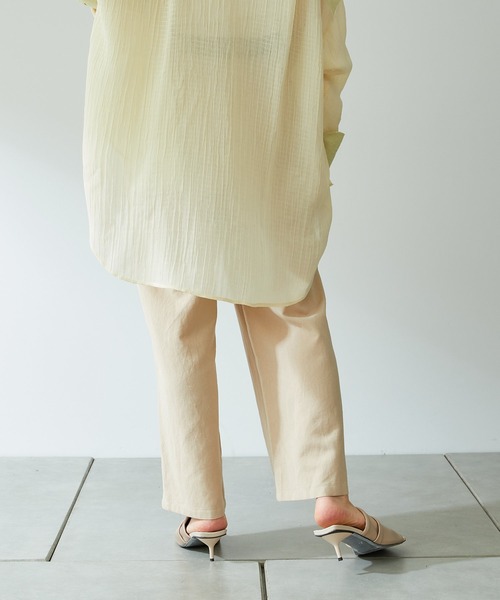 COLLAGE GALLARDAGALANTE（コラージュガリャルダガランテ）の「秋にも使えるカラー展開/快適ゴムベルトリネンパンツ/手洗い可（その他パンツ・レディース・ダークブラウン/グリーン/ベージュ/ネイビー・FREE）」の17枚目の写真