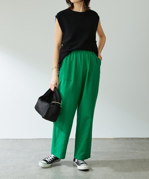 COLLAGE GALLARDAGALANTE（コラージュガリャルダガランテ）の「秋にも使えるカラー展開/快適ゴムベルトリネンパンツ/手洗い可（その他パンツ・レディース・ダークブラウン/グリーン/ベージュ/ネイビー・FREE）」の13枚目の写真